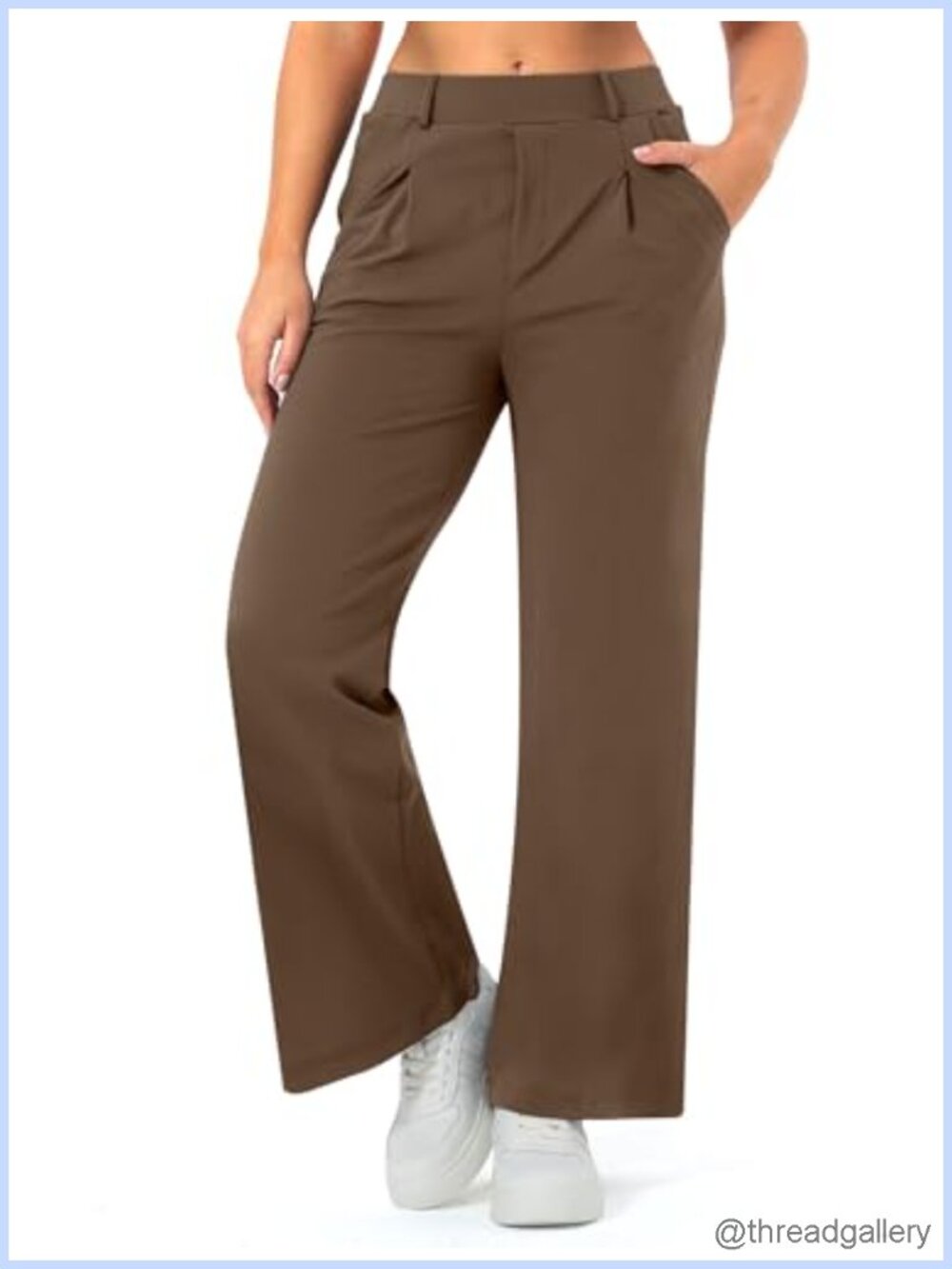 Wide Leg Stretch Pull On High Waisted Work Dress Pants Trousers Pockets